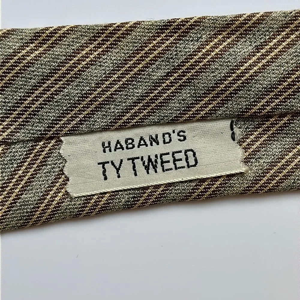Vintage 50s/ 60s Haband’s TyTweed tan & brown diagonal stripe‎ tie